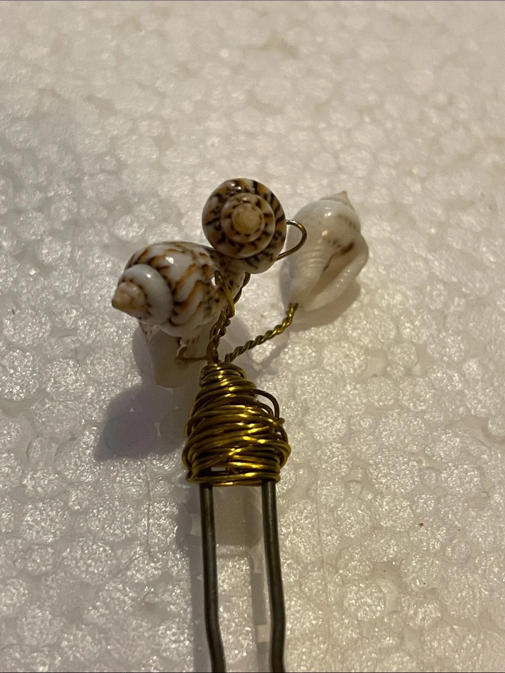 Gold-Tone Shell Hair Pins with White Natural Shell Accents